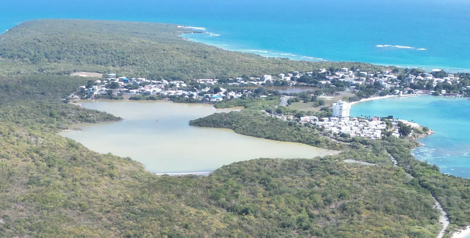 Laguna Providencia and the Guánica coast from above
